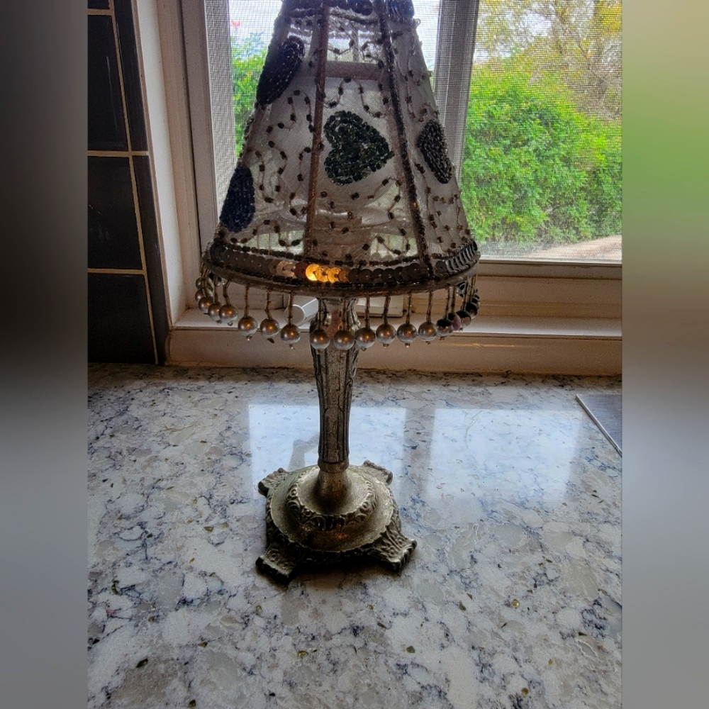 Beaded Heart Lamp For Tealights Or Candles